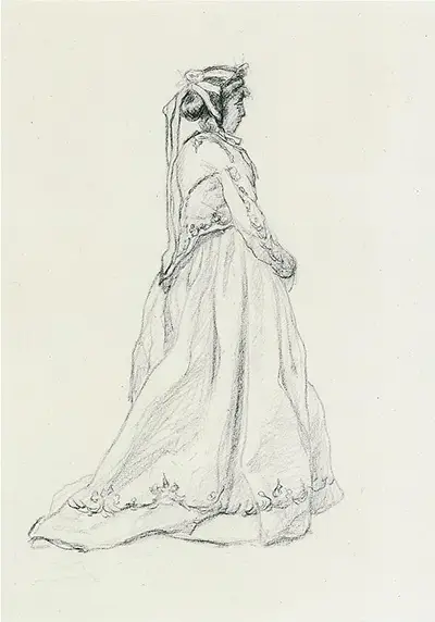 Figure of a Woman 1865 in Black Chalk Claude Monet